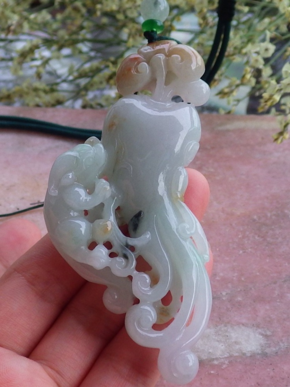 Certified Natural Burma A Jade jadeite Dragon Pi Xiu Ginseng Pendant Necklace